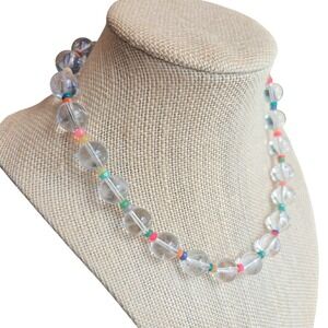 Susan Alexandra Clear Beaded Necklace Chunky Colorful Statement Boho Whimsical